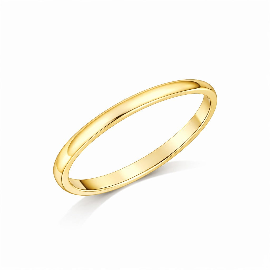 D-Shape - 2mm Plain Polished D-Shape Court Wedding Ring