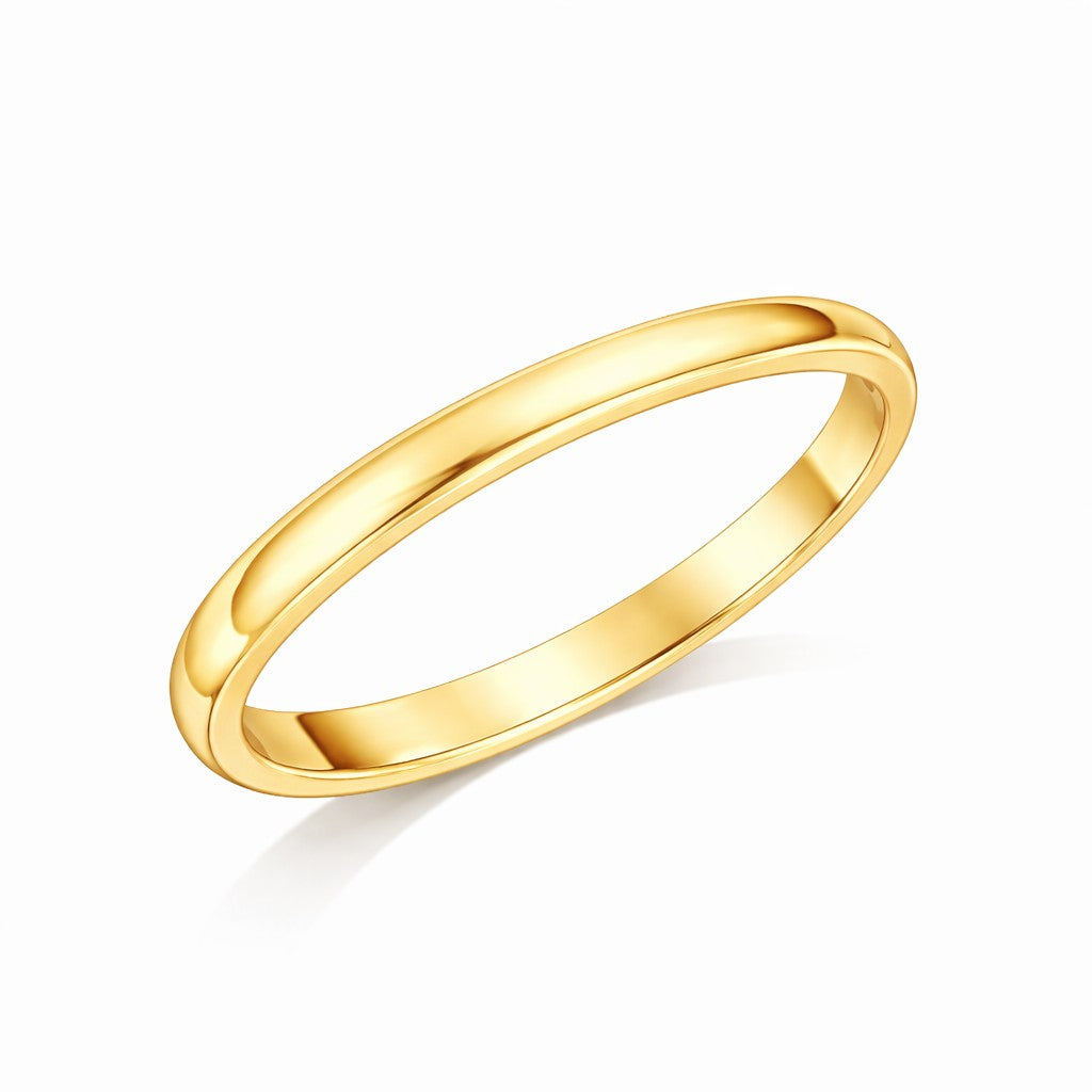 D-Shape - 3mm Plain Polished D-Shape Court Wedding Ring