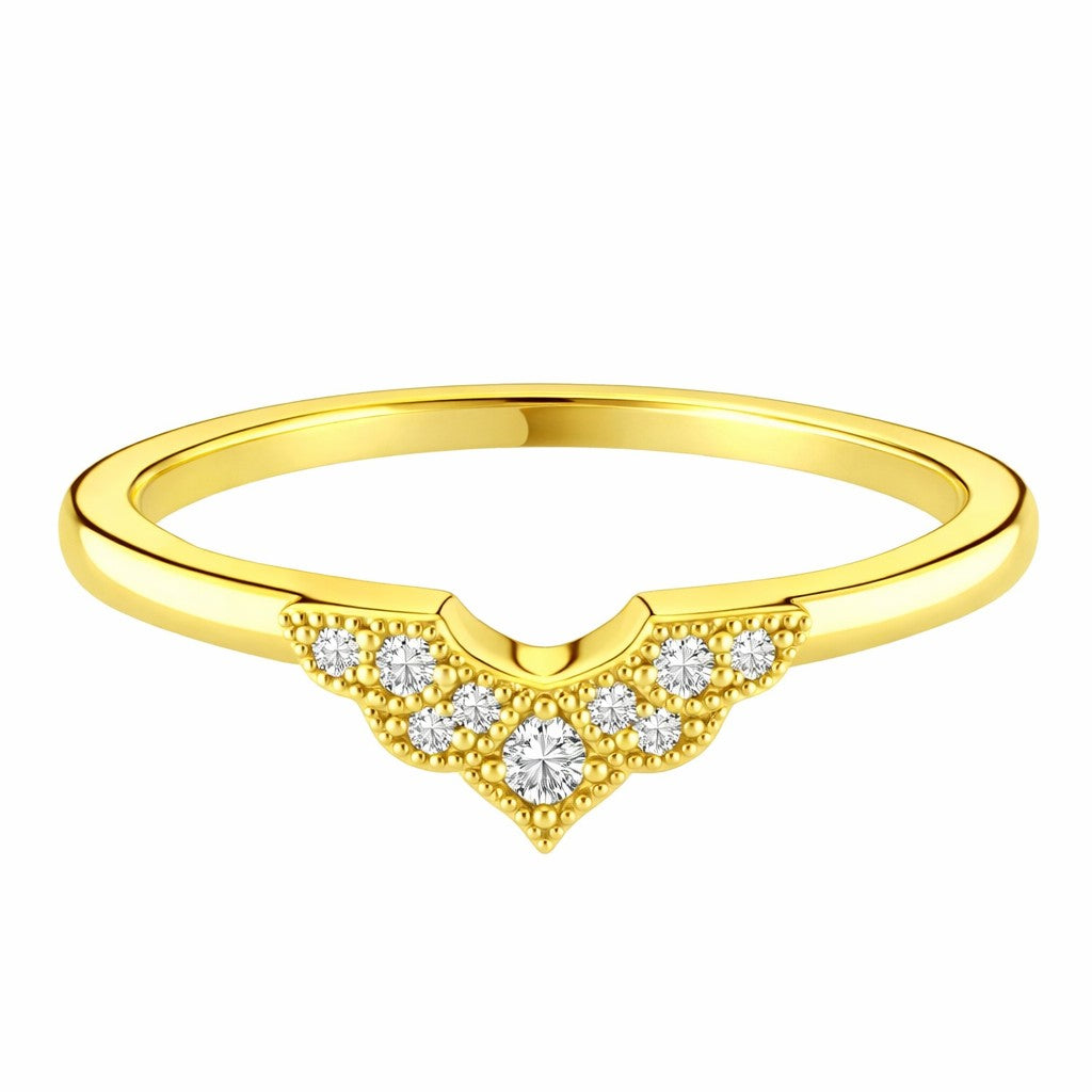 Emilia - 0.10ct Diamond Wedding Ring - Decorative Shaped to Fit
