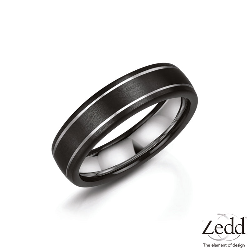 Mens Zirconium and Silver Wedding Ring