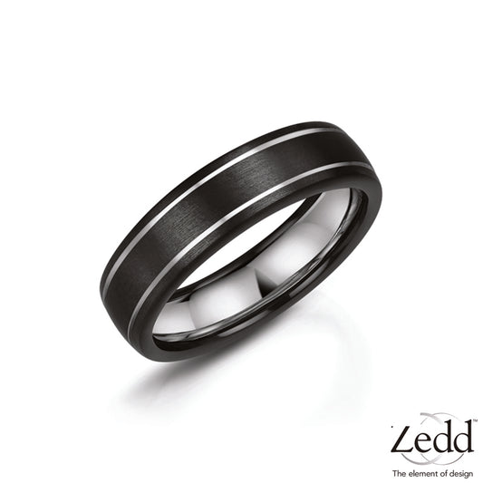 Mens Zirconium and Silver Wedding Ring