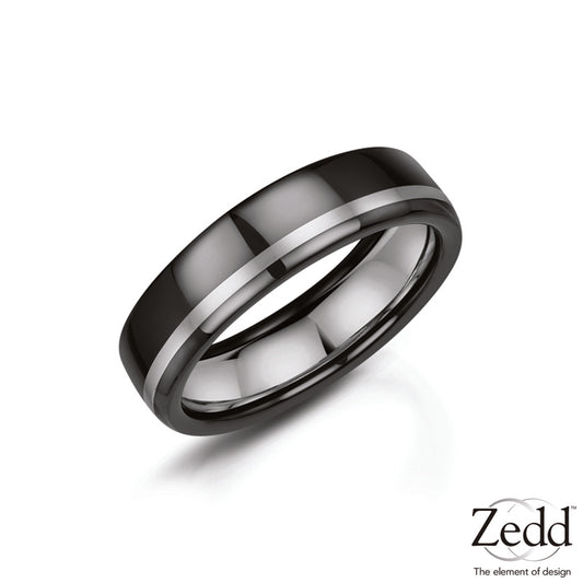 Mens Zirconium and Silver Wedding Ring