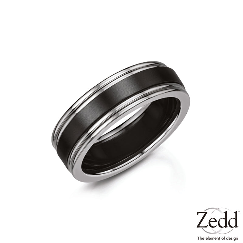 Mens Zirconium Chamferred Wedding Ring