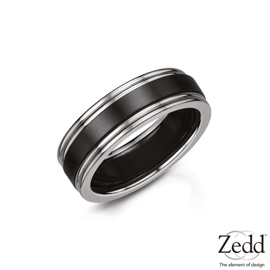 Mens Zirconium Chamferred Wedding Ring