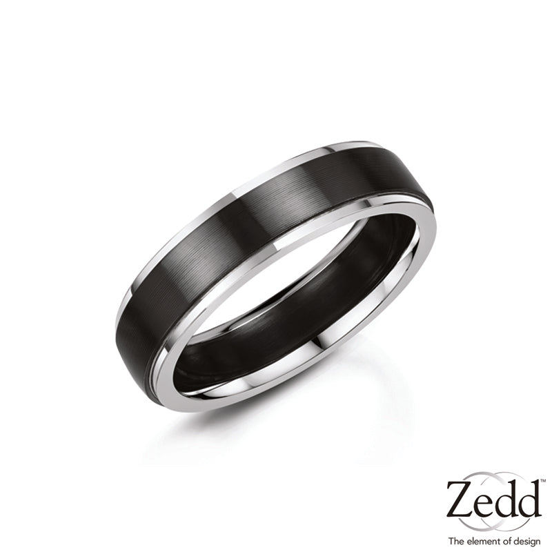 Mens Zirconium Stepped Wedding Ring