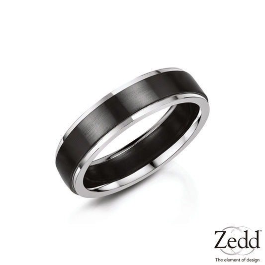 Mens Zirconium Stepped Wedding Ring