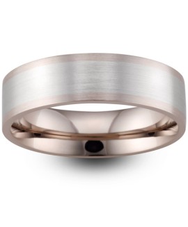 Mens Two Colour Matt Finish 18ct Gold Wedding Ring -  6mm Flat Court - Price From £1645 