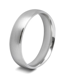 Mens Matt Finish 9ct White Gold Wedding Ring -  6mm Slight Court - Price From £415 