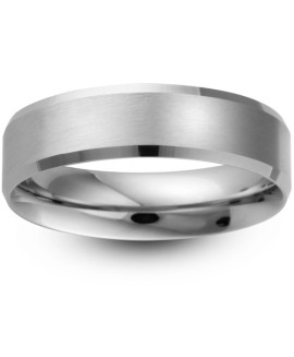 Mens Matt Centre Platinum Wedding Ring -  6mm Flat Court - Price From £1090 