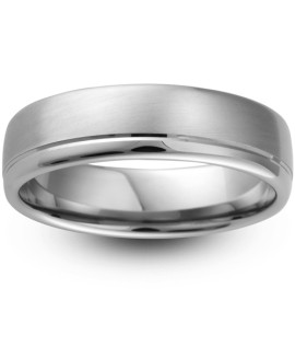 Mens Matt & Polished Finish Platinum Wedding Ring -  6mm Modern Court - Price From £1090 