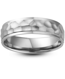 Mens Textured 9ct White Gold Wedding Ring -  6mm Flat Court - Price From £405 