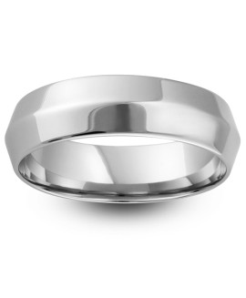 Mens Pyramid 18ct White Gold Wedding Ring -  6mm Modern Court - Price From £995 