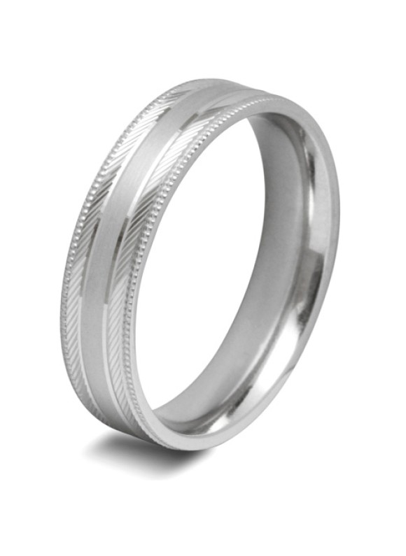Mens Patterned 9ct White Gold Wedding Ring - 6mm Flat Court - Price From £405 Mens Patterned 9ct White Gold Wedding Ring - 6mm Flat Court - Price From £405