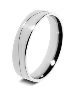Mens Patterned Platinum Wedding Ring -  6mm Slight Court - Price From £1095 
