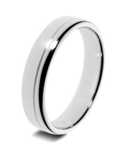 Mens Groove 18ct White Gold Wedding Ring -  6mm Slight Court 