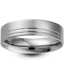 Mens Matt Finish Platinum Wedding Ring -  6mm Flat Court - Price From £1090 