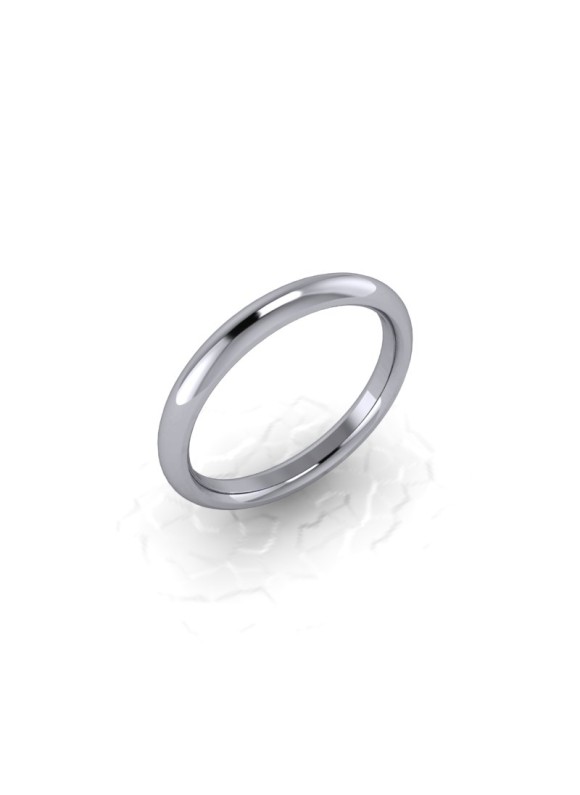 Ladies Plain 9ct White Gold Wedding Ring - 2.5mm Traditional Court - Price From £165