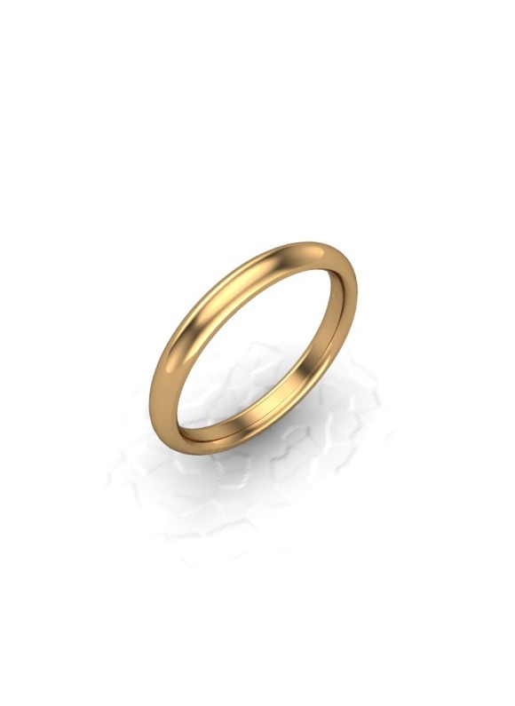 Ladies Plain 9ct Yellow Gold Wedding Ring - 2.5mm Traditional Court - Price From £165