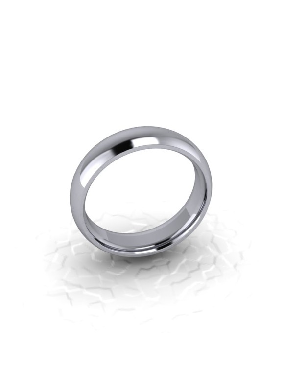 Mens Plain 9ct White Gold Wedding Ring - 5mm Traditional Court - Price From £325