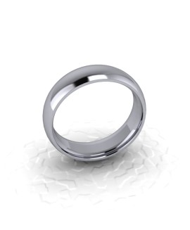 Mens Plain 9ct White Gold Wedding Ring - 6mm Traditional Court - Price From £415 