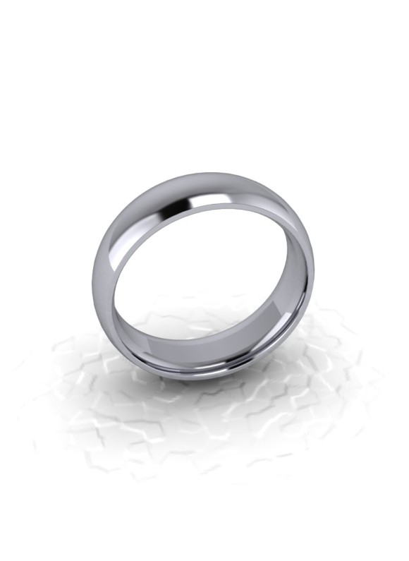 Mens Plain 18ct White Gold Wedding Ring - 6mm Traditional Court - Price From £1025