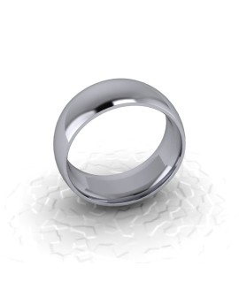 Mens Plain 9ct White Gold Wedding Ring - 8mm Traditional Court - Price From £540 