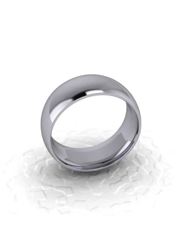 Mens Plain 18ct White Gold Wedding Ring - 8mm Traditional Court - Price From £1225