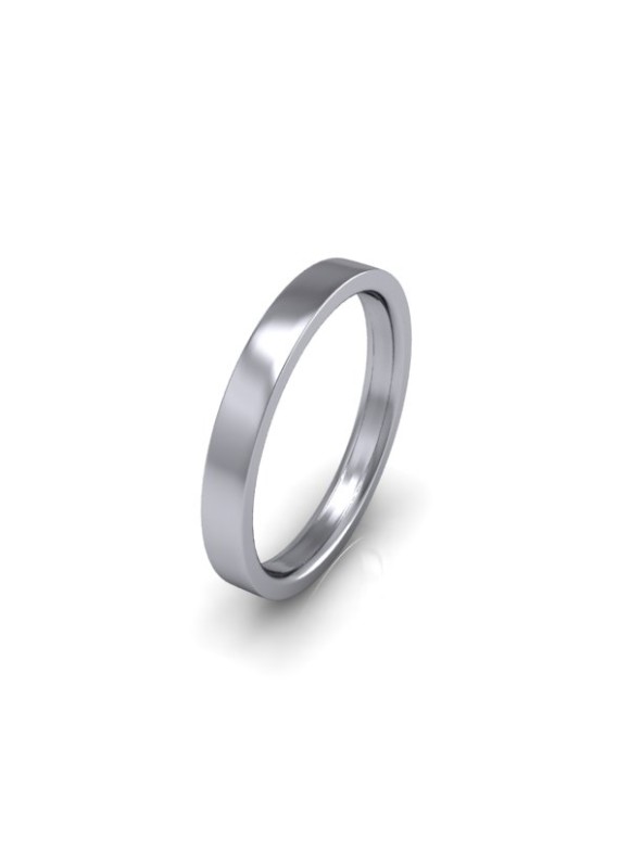 Ladies Plain Platinum Wedding Ring - 2.5mm Flat Court - Price From £325