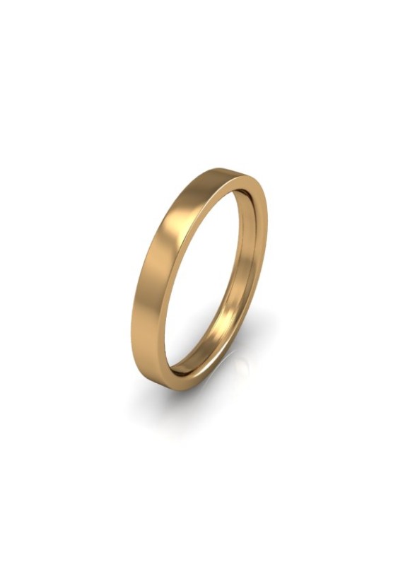 Ladies Plain 9ct Yellow Gold Wedding Ring - 2.5mm Flat Court - Price From £175