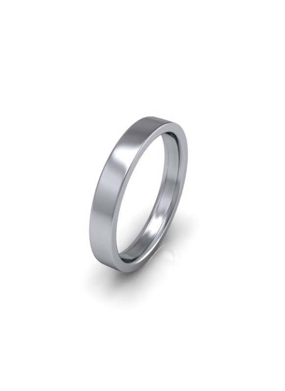 Ladies Plain 18ct White Gold Wedding Ring - 3mm Flat Court - Price From £410