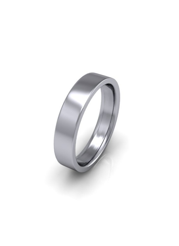 Ladies Plain Platinum Wedding Ring - 4mm Flat Court - Price From £640