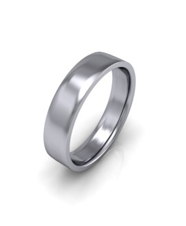 Mens Plain 9ct White Gold Wedding Ring - 5mm Flat Court - Price From £325 
