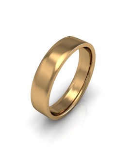Mens Plain 9ct Yellow Gold Wedding Ring - 5mm Flat Court - Price From £325 