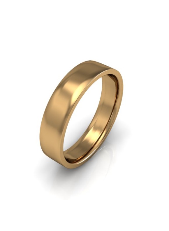 Mens Plain 9ct Yellow Gold Wedding Ring - 5mm Flat Court - Price From £325