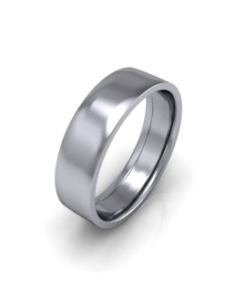 Mens Plain 9ct White Gold Wedding Ring - 6mm Flat Court - Price From £405 