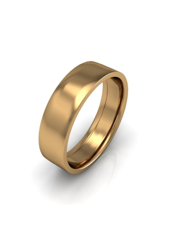 Mens Plain 9ct Yellow Gold Wedding Ring - 6mm Flat Court - Price From £345