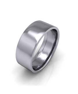 Mens Plain 9ct White Gold Wedding Ring - 8mm Flat Court - Price From £525 