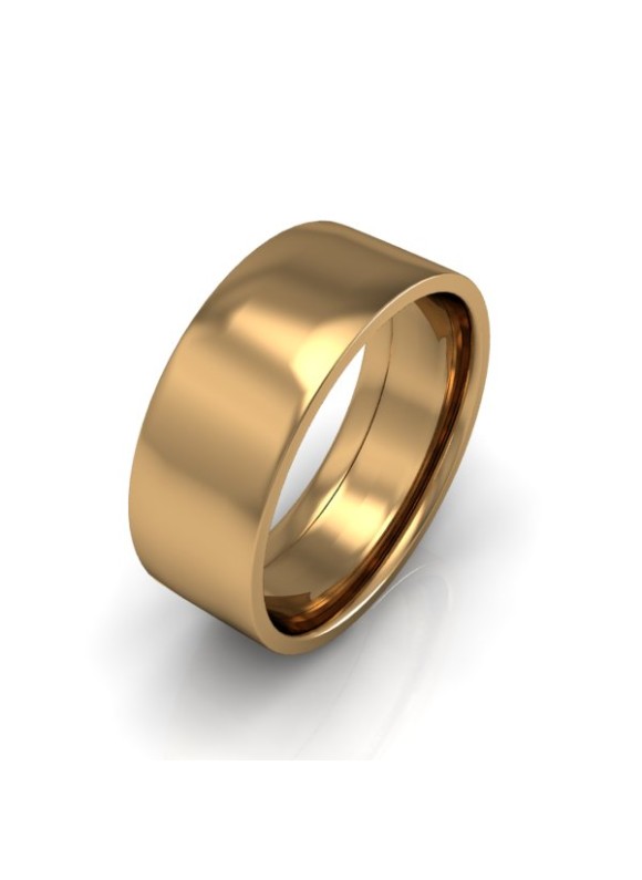 Mens Plain 18ct Yellow Gold Wedding Ring - 8mm Flat Court - Price From £1175